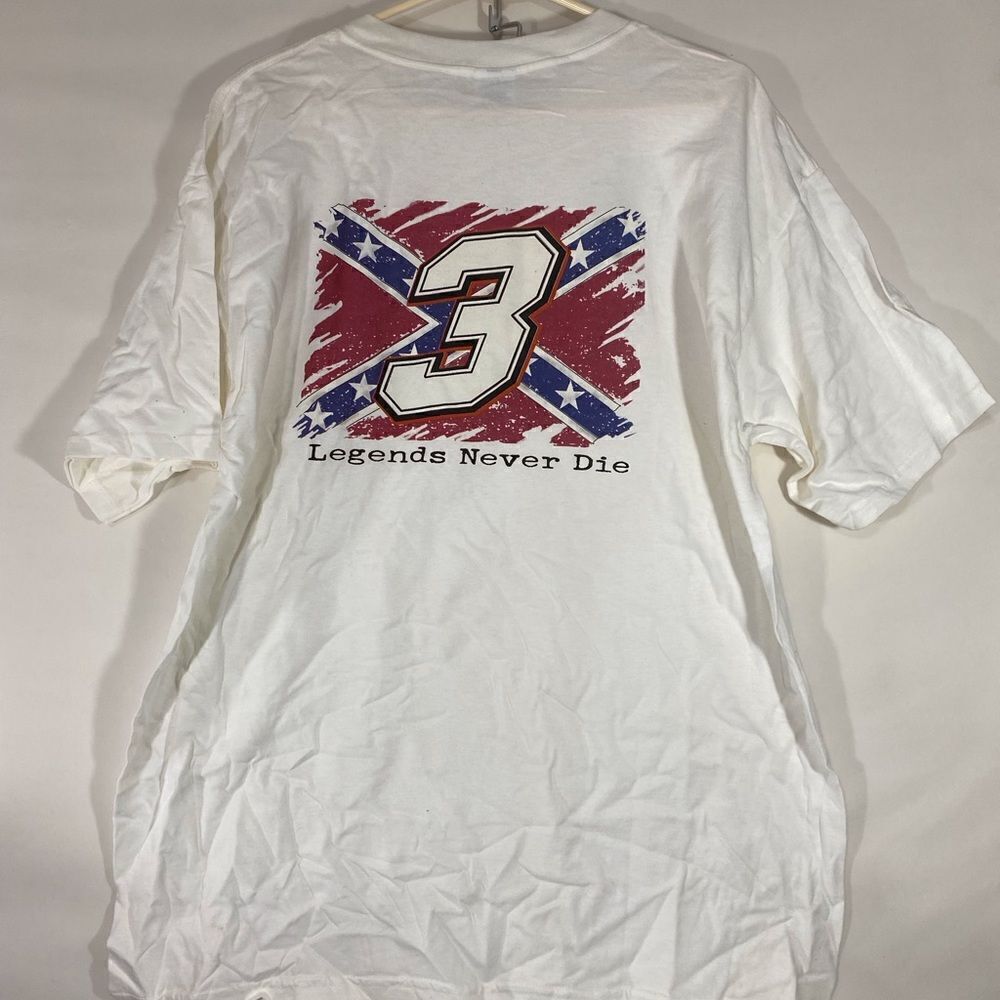 Vintage but New #3 NASCAR “Legends Never Die” New S/S White Tee Dixie Legends - Picture 2 of 2